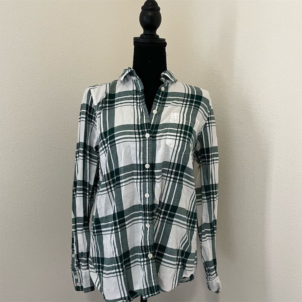 J. Crew Mercantile Unisex M Green Plaid Long Sleeve Button-Up Shirt​​
